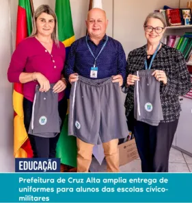 Prefeitura entrega bermudas esportivas a alunos de escolas cívico-militares
