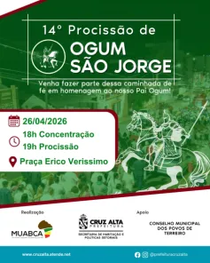 DOMINGO> Procissão de Ogum São Jorge será realizada hoje em Cruz Alta 