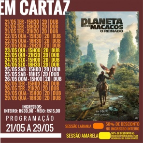 DOMINGO: Confira a programação de filmes  no Cine Globo de Cruz Alta 