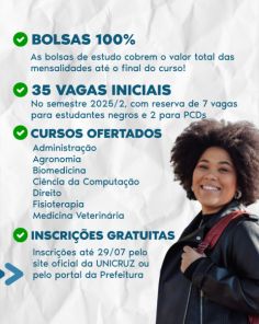 JOVENS BRILHANTES> Estude de graça na Unicruz; prazo de inscrições até 29/07