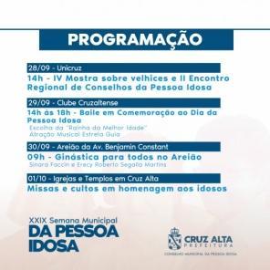 Começa nesta segunda em Cruz Alta a  29ª Semana Municipal do Idoso