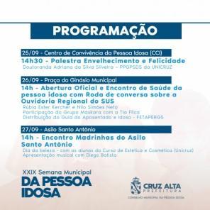 Começa nesta segunda em Cruz Alta a  29ª Semana Municipal do Idoso