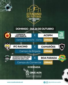 Citadino de Futebol Veterano +50 terá jogos neste domingo em Cruz Alta