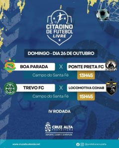 Citadino de Futebol tem rodada no domingo em quatro campos de Cruz Alta