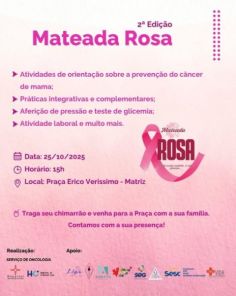 Mateada Rosa: Segunda edição acontece na tarde deste sábado na Praça da Matriz