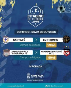 Citadino de Futebol tem rodada no domingo em quatro campos de Cruz Alta