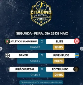 Citadino de Futsal Adulto movimenta a noite de segunda-feira no ginásio 