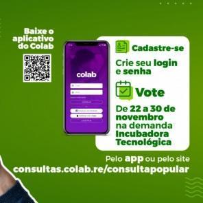 Na Consulta Popular : Vote no Projeto Incubadora tecnológica