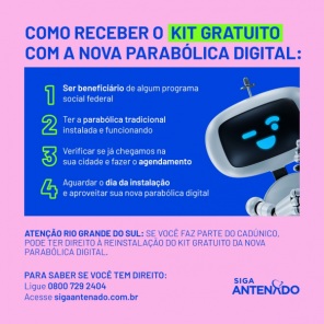 PARABÓLICA GRATUITA PARA O CADÚNICO> Analógicas serão desligadas em Dezembro