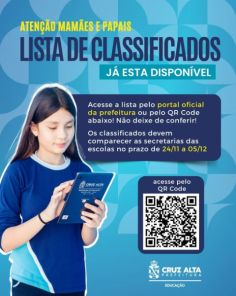 Divulgada a lista de classificados para matrículas na rede municipal de ensino