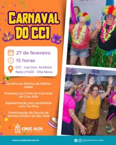 CCI promove Carnaval da melhor idade nesta sexta-feira