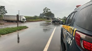 BR-158> Colisão entre caminhonete e caminhão deixa um ferido no trevo do Cica