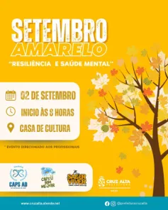 Setembro Amarelo terá encontro sobre resiliência e saúde mental dia 02