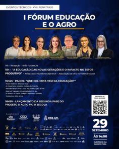 HOJE> I Fórum Educação e o Agro será realizado durante a Fenatrigo 
