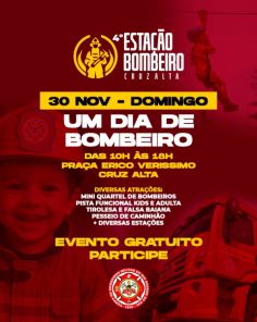 Cruz Alta terá dia de lazer com a 4º Estação Bombeiro na Praça Erico Verissimo