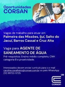 Corsan abre vagas para Agente de Saneamento em cinco municípios