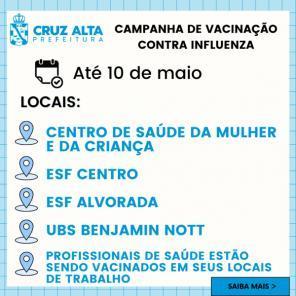 1.700 pessoas já foram vacinadas contra a Influenza em Cruz Alta