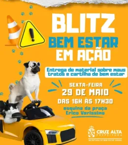 Blitz Bem-Estar promove conscientização sobre proteção animal em Cruz Alta