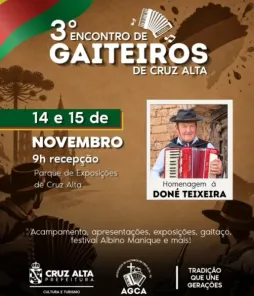 Cruz Alta recebe 3º Encontro de Gaiteiros em novembro