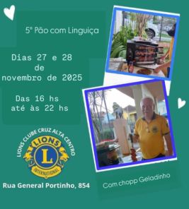 HOJE E AMANHÃ> Feira de Artesanato e Pão com Linguiça na sede do Lions Clube 