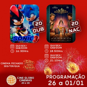 DOMINGO: Confira a programação de filmes  no Cine Globo de Cruz Alta