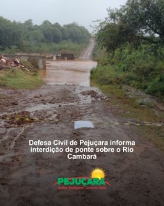 Ponte entre Cruz Alta e Pejuçara é interditada por causa do alto nível da água