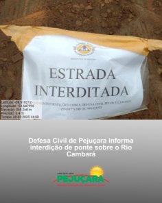 Ponte entre Cruz Alta e Pejuçara é interditada por causa do alto nível da água