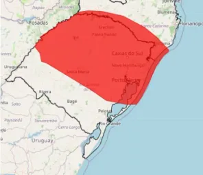 INMET> RS entra em alerta máximo para tempestades nesta terça-feira