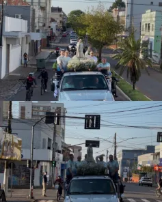 Imagem de Nossa Senhora de Fátima é conduzida à Catedral de Cruz Alta