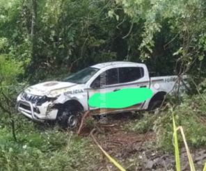 Saída de pista de viatura da Brigada Militar é registrada na ERS-342