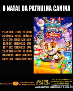 DOMINGO: Confira a programação de filmes  no Cine Globo de Cruz Alta