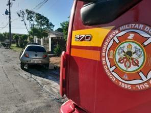 Incêndio em veículo na segunda em Cruz Alta é atendido pelo Corpo de Bombeiros