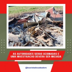 BOA VISTA DO CADEADO> Incêndio destrói casa na localidade da Ponte Queimada 