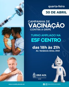 HOJE> ESF Centro estende horário de atendimento para vacinação contra gripe