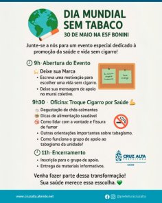 HOJE>ESF Bonini faz ação educativa no Dia Mundial Sem Tabaco