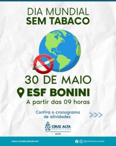 HOJE>ESF Bonini faz ação educativa no Dia Mundial Sem Tabaco