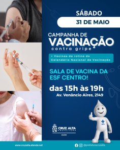 ESF Centro aplica vacinas contra a gripe na tarde deste sábado em Cruz Alta