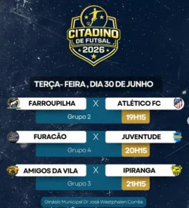 Citadino de Futsal tem três jogos nesta terça-feira em Cruz Alta