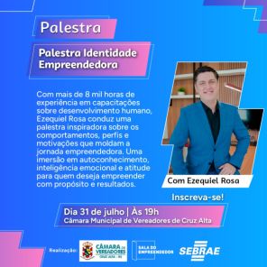 HOJE> Palestra sobre empreendedorismo e autoconhecimento ocorre na Câmara