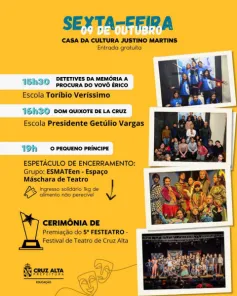 Luzes, palco e educação: Festeatro chega à quinta edição em Cruz Alta