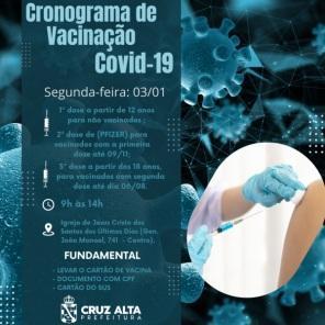 Confira o cronograma de vacinação contra a Covid-19 para a próxima semana
