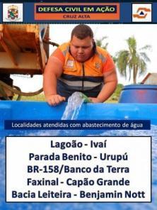 Defesa Civil de Cruz Alta forneceu 430 mil litros de água em razão da estiagem