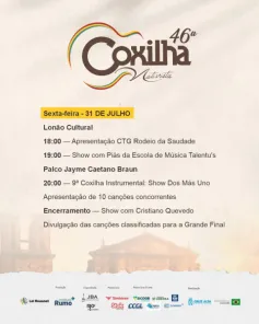 46ª COXILHA NATIVISTA> Sexta-feira tem classificatória e define finalistas