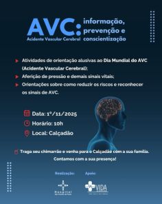 NO CALÇADÃO: HSVP promove ação de conscientização ao AVC na manhã deste sábado